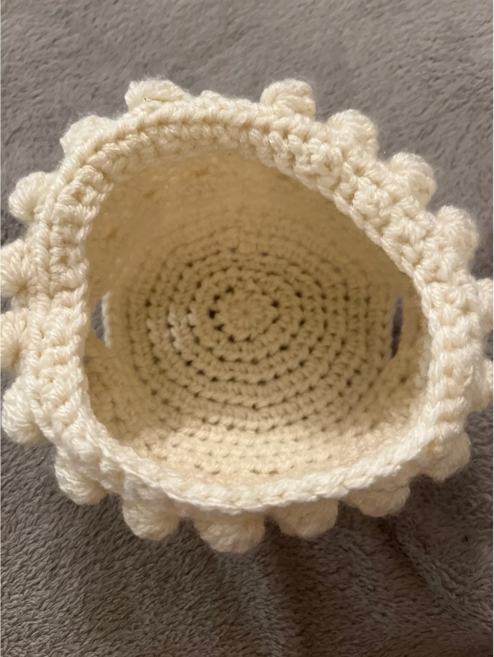 Handmade Cream Crochet Bobble Beanie Hat